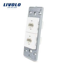Livolo US HDMI Socket Without Glass With White Pearl Crystal Glass wall electrical socket outlet 220V VL-C5-1HD-11